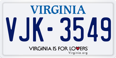 VA license plate VJK3549