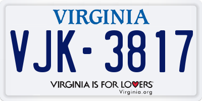 VA license plate VJK3817