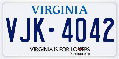 VA license plate VJK4042