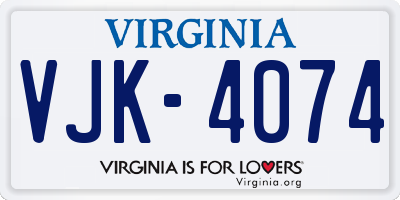 VA license plate VJK4074