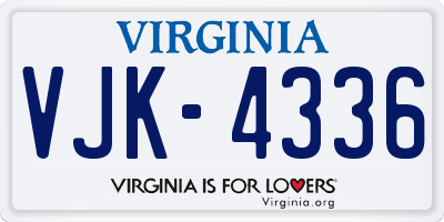 VA license plate VJK4336