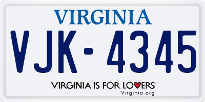 VA license plate VJK4345