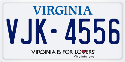 VA license plate VJK4556