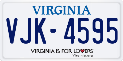 VA license plate VJK4595