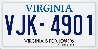 VA license plate VJK4901
