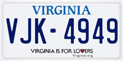 VA license plate VJK4949