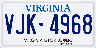 VA license plate VJK4968
