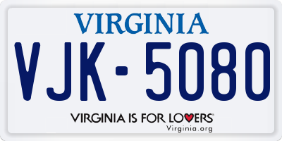 VA license plate VJK5080