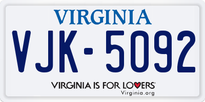 VA license plate VJK5092