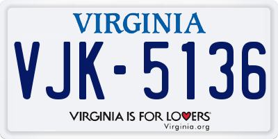 VA license plate VJK5136