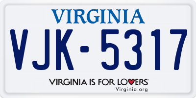 VA license plate VJK5317
