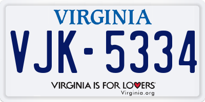 VA license plate VJK5334