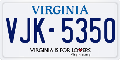VA license plate VJK5350