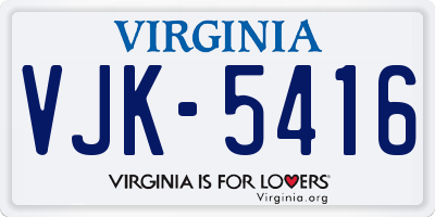 VA license plate VJK5416
