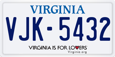 VA license plate VJK5432