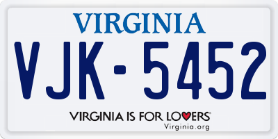 VA license plate VJK5452