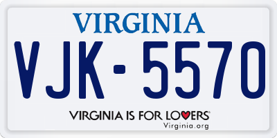 VA license plate VJK5570