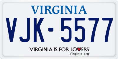 VA license plate VJK5577