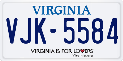 VA license plate VJK5584
