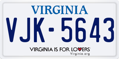 VA license plate VJK5643