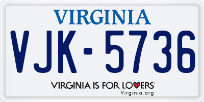 VA license plate VJK5736