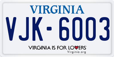 VA license plate VJK6003