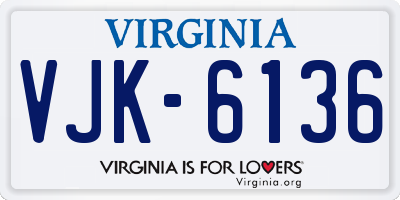 VA license plate VJK6136