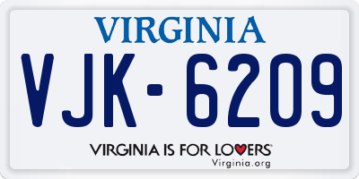 VA license plate VJK6209