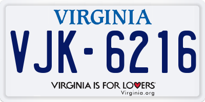 VA license plate VJK6216
