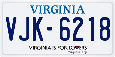 VA license plate VJK6218