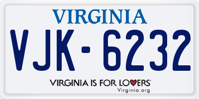 VA license plate VJK6232