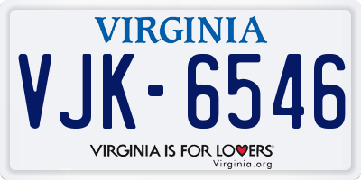 VA license plate VJK6546