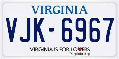 VA license plate VJK6967