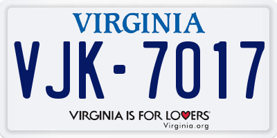 VA license plate VJK7017