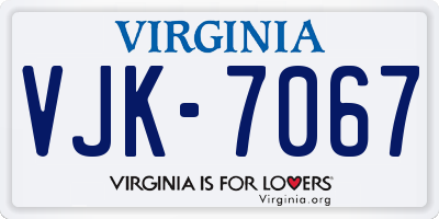 VA license plate VJK7067