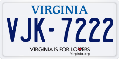 VA license plate VJK7222