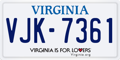VA license plate VJK7361