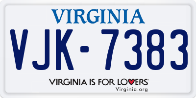 VA license plate VJK7383