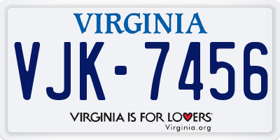 VA license plate VJK7456