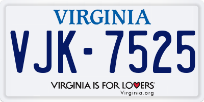 VA license plate VJK7525