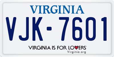 VA license plate VJK7601