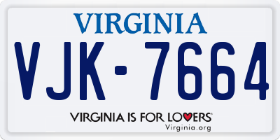 VA license plate VJK7664