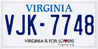 VA license plate VJK7748