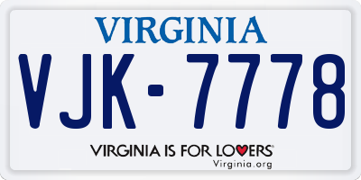 VA license plate VJK7778