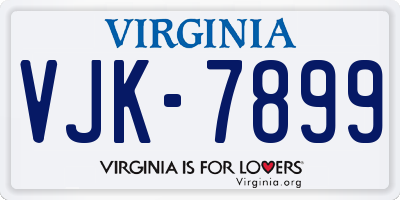 VA license plate VJK7899
