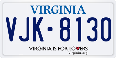 VA license plate VJK8130