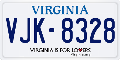 VA license plate VJK8328
