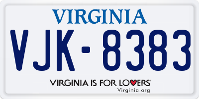 VA license plate VJK8383
