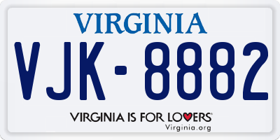 VA license plate VJK8882