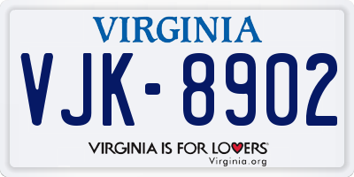 VA license plate VJK8902
